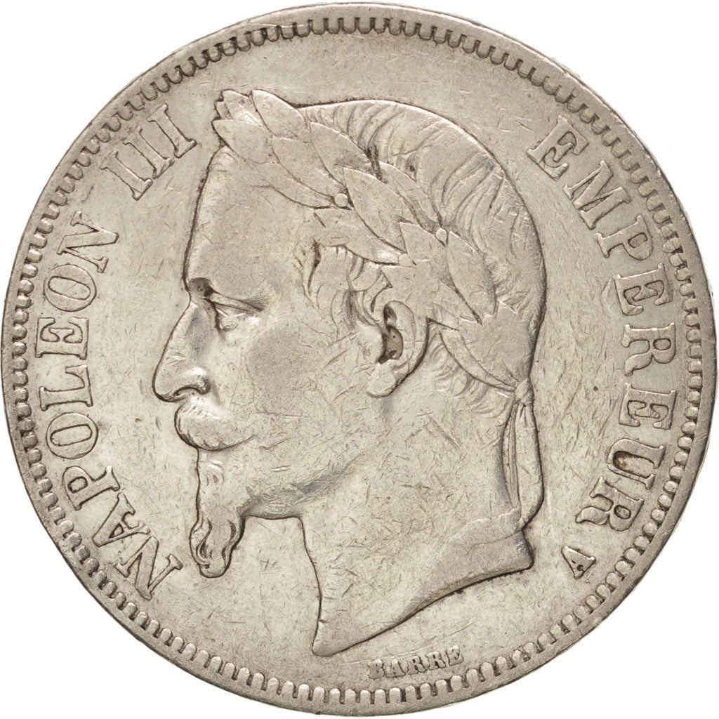 Francia, Napoleon III, Napoléon III, 5 Francs, 1867, Paris, BB, Argento, KM:...