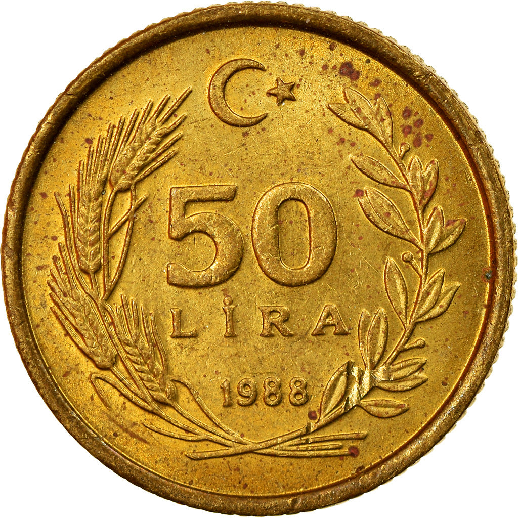 Monnaie, Turquie, 50 Lira, 1988, SUP, Aluminum-Bronze, KM:987