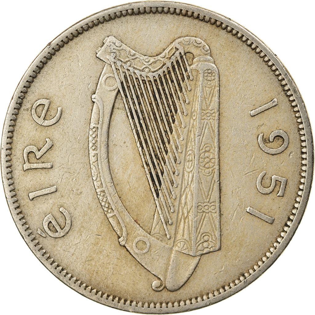 Moneta, REPUBLIKA IRLANDII, 1/2 Crown, 1951, EF(40-45), Miedź-Nikiel, KM:16a