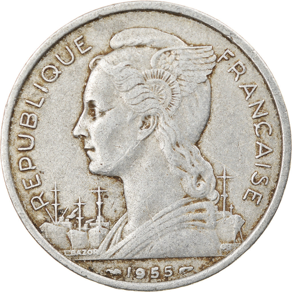 Moneta, Réunion, 5 Francs, 1955, BB, Alluminio, KM:E5