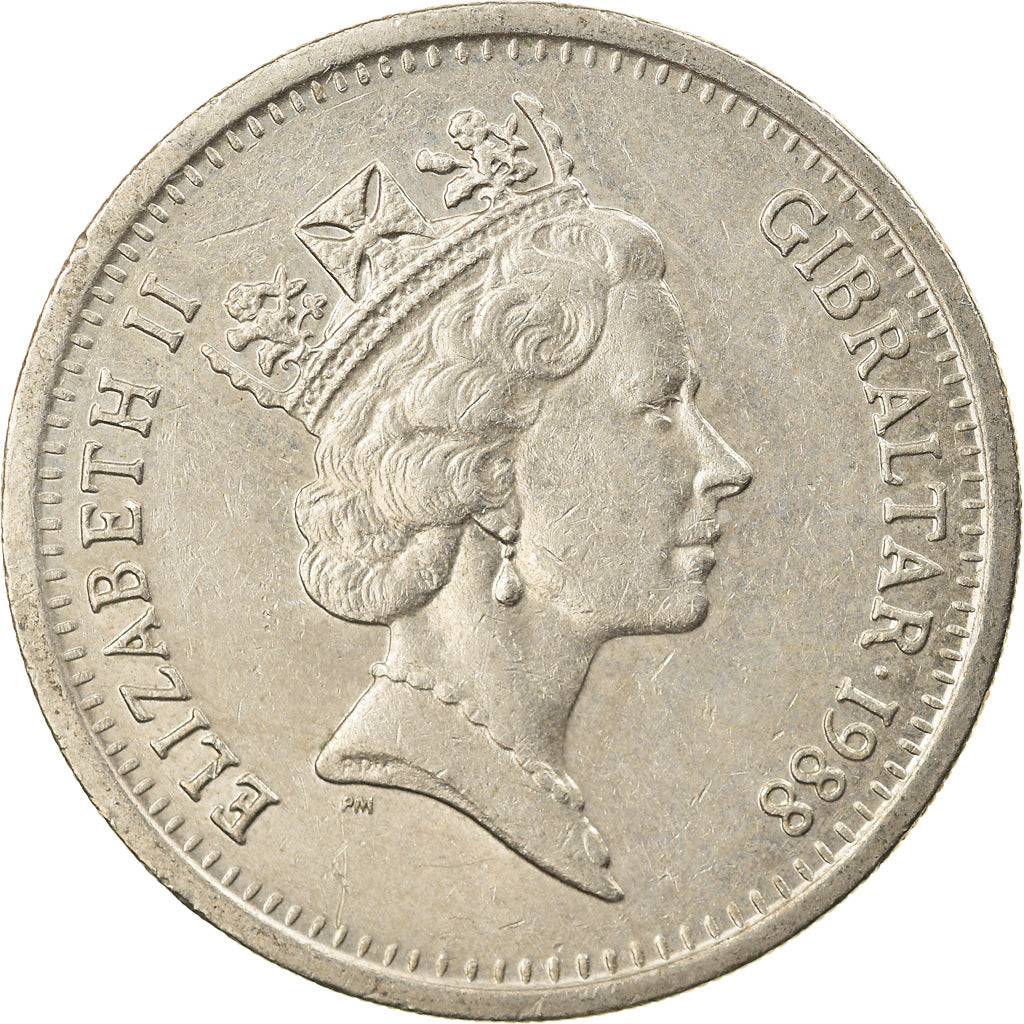 Moneta, Gibilterra, Elizabeth II, 10 Pence, 1988, BB, Rame-nichel, KM:23.1