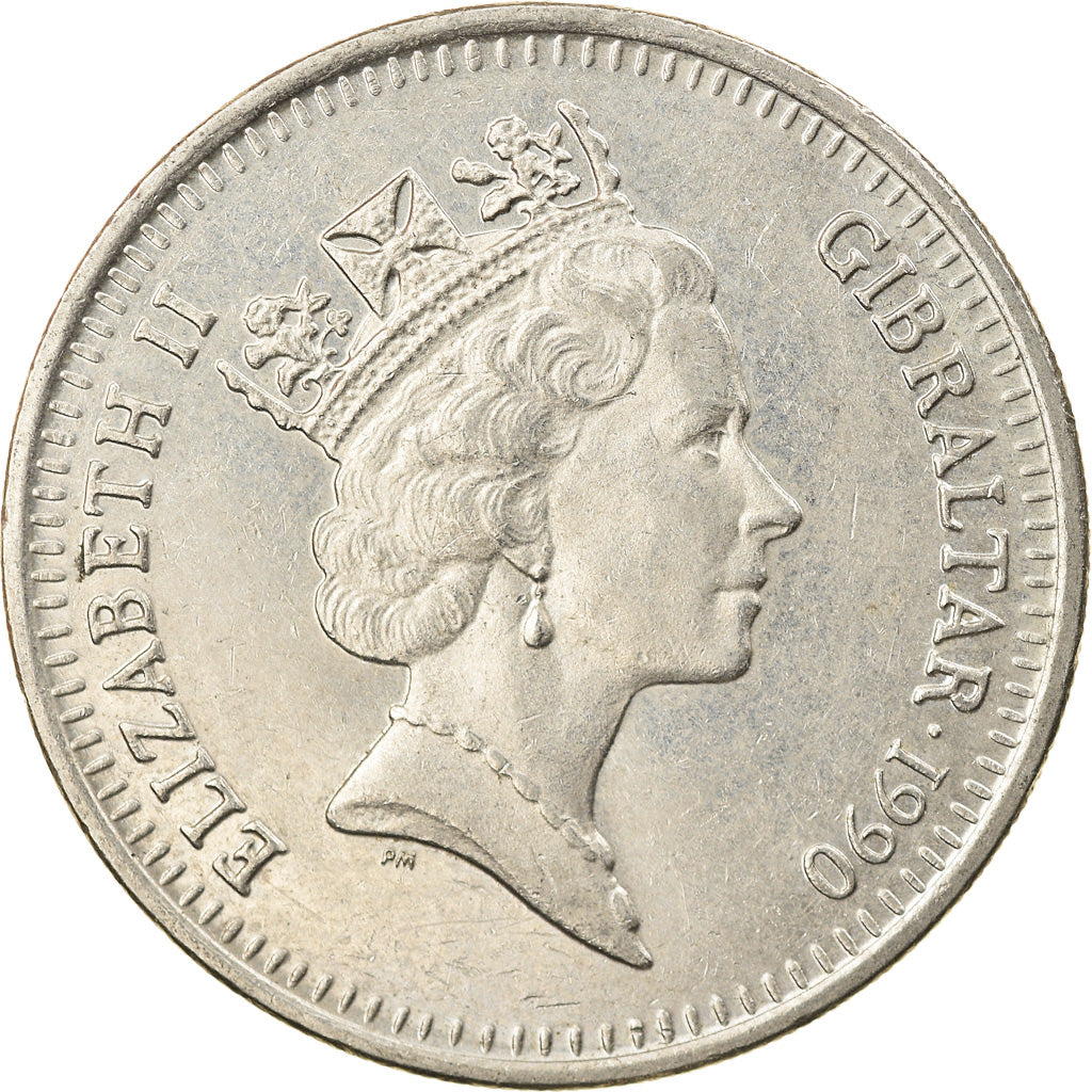 Monnaie, Gibraltar, Elizabeth II, 10 Pence, 1990, TTB, Copper-nickel, KM:23.1