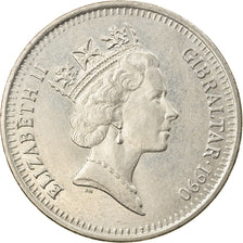 Monnaie, Gibraltar, Elizabeth II, 10 Pence, 1990, TTB, Copper-nickel, KM:23.1