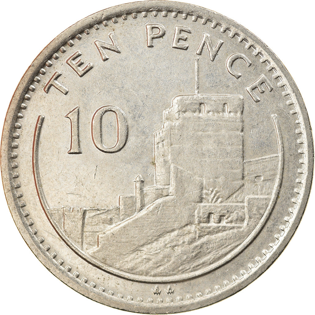 Monnaie, Gibraltar, Elizabeth II, 10 Pence, 1990, TTB, Copper-nickel, KM:23.1