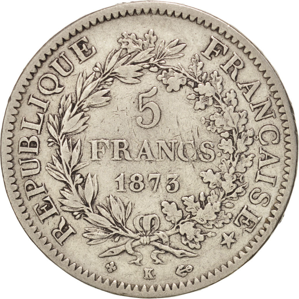 FRANCE, Hercule, 5 Francs, 1873, Bordeaux, KM:820.2, TB+, Silver, Gadoury:745a