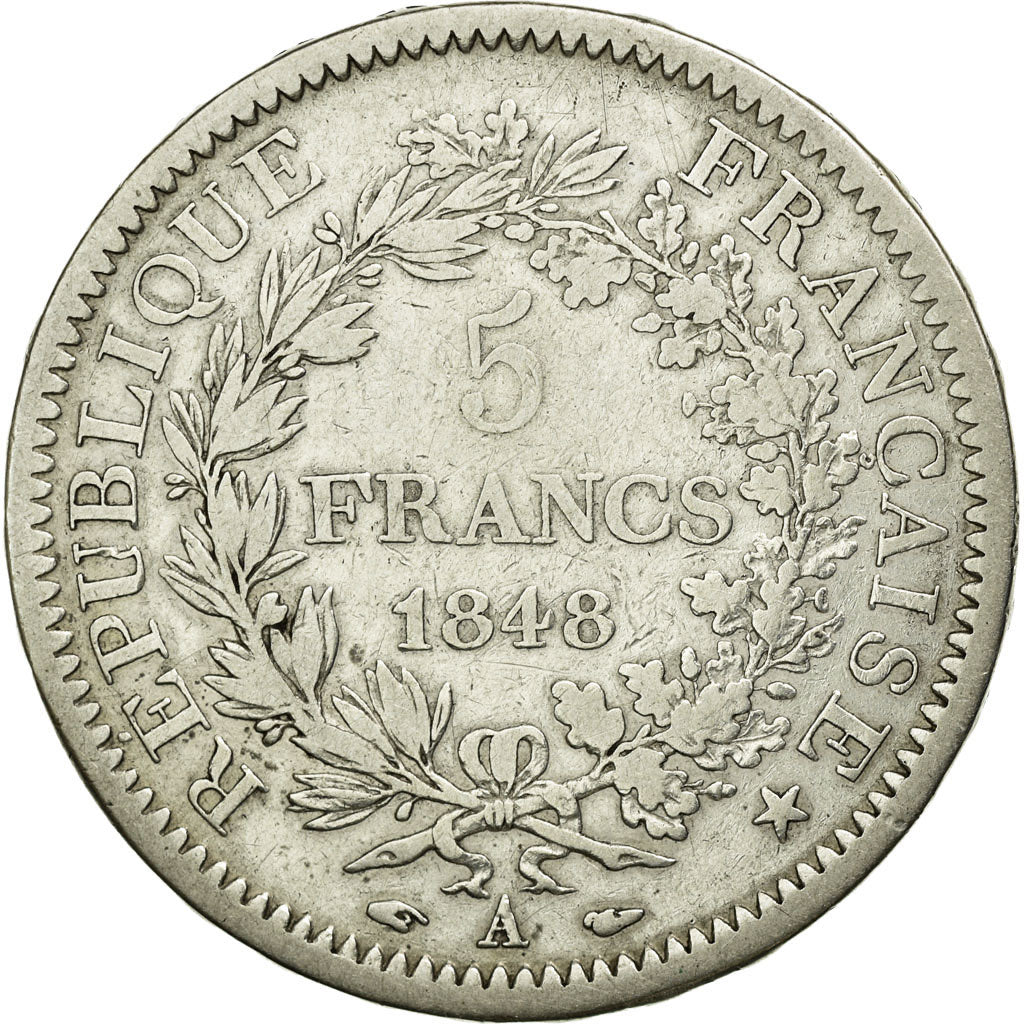 Coin, France, Hercule, 5 Francs, 1848, Paris, VF(30-35), Silver, KM:756.1