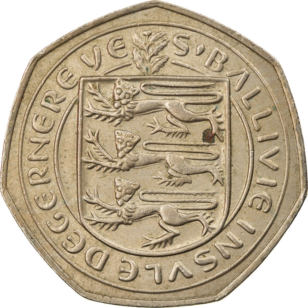 Munten, Guernsey, Elizabeth II, 50 New Pence, 1969, ZF, Copper-nickel, KM:25