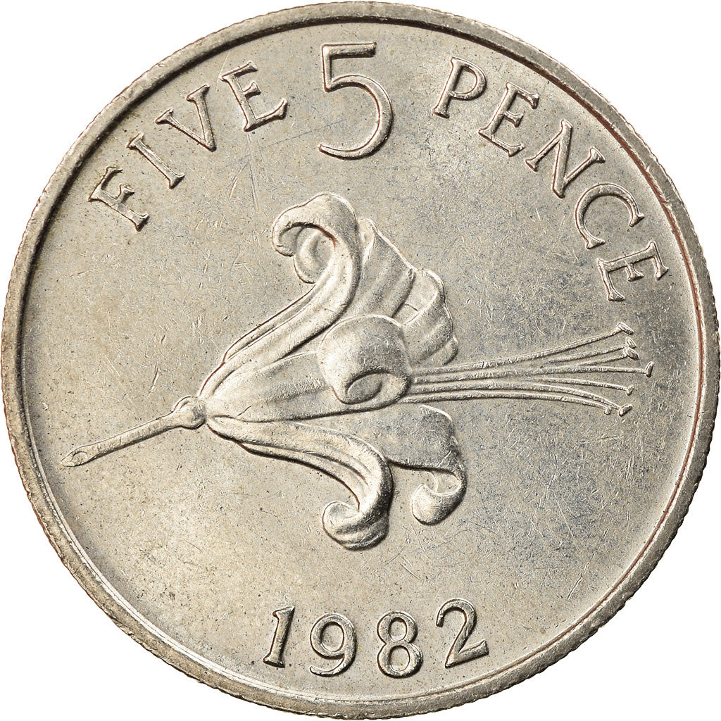 Coin, Guernsey, Elizabeth II, 5 Pence, 1982, EF(40-45), Copper-nickel, KM:29