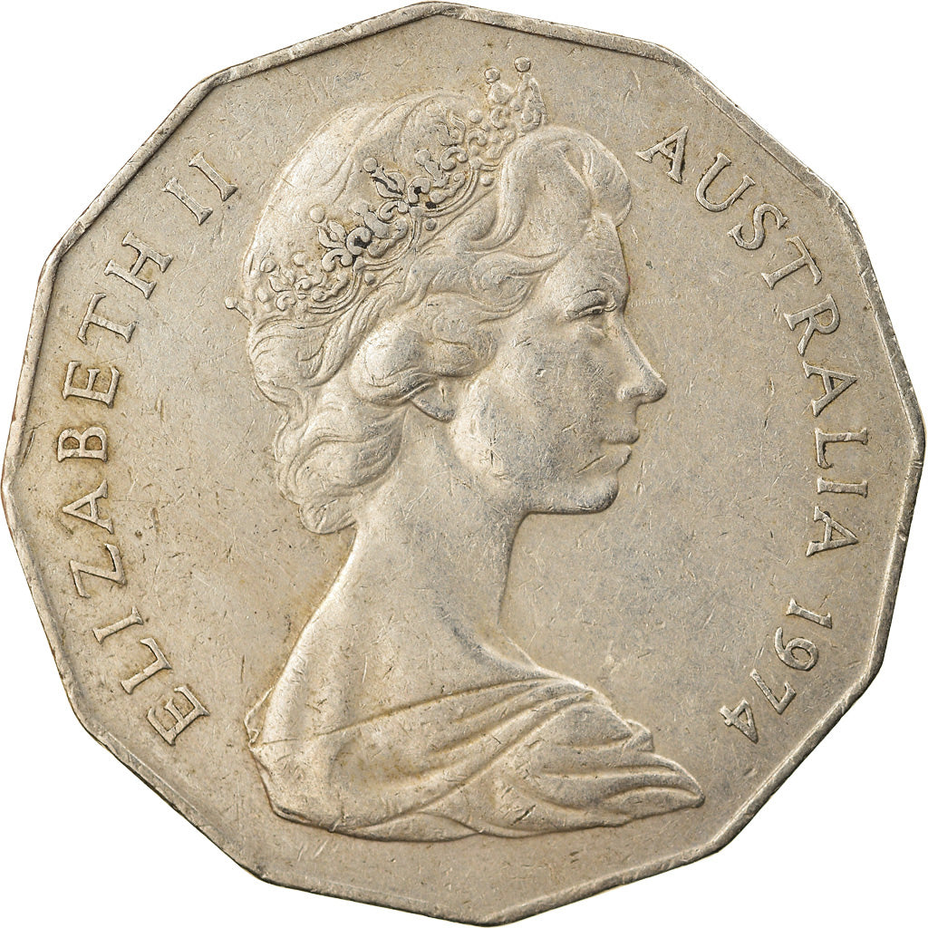 Munten, Australië, Elizabeth II, 50 Cents, 1974, ZF, Copper-nickel, KM:68