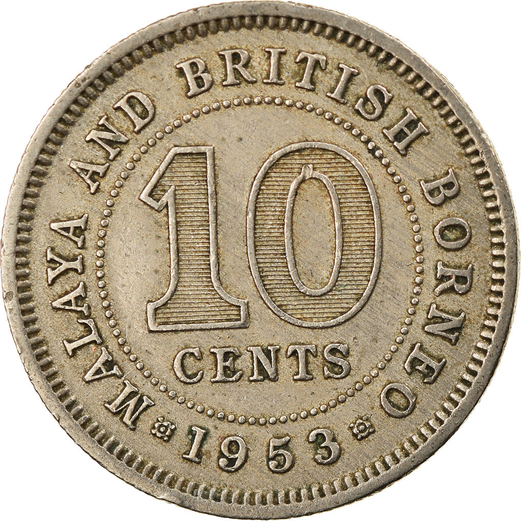 Münze, MALAYA & BRITISH BORNEO, 10 Cents, 1953, SS, Copper-nickel, KM:2