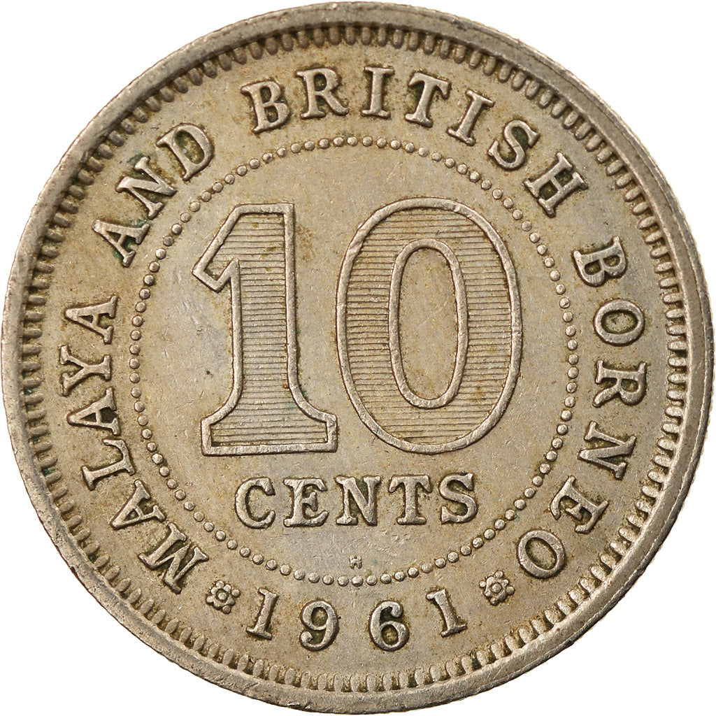 Monnaie, MALAYA & BRITISH BORNEO, 10 Cents, 1961, Heaton, TTB, Copper-nickel
