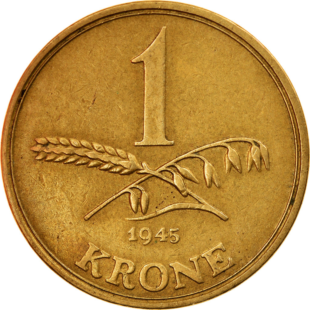 Coin, Denmark, Christian X, Krone, 1945, Copenhagen, EF(40-45), Aluminum-Bronze