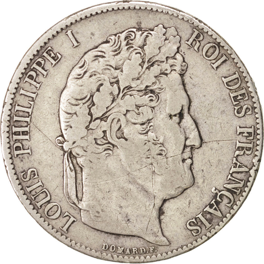 Münze, Frankreich, Louis-Philippe, 5 Francs, 1845, Strasbourg, S, Silber