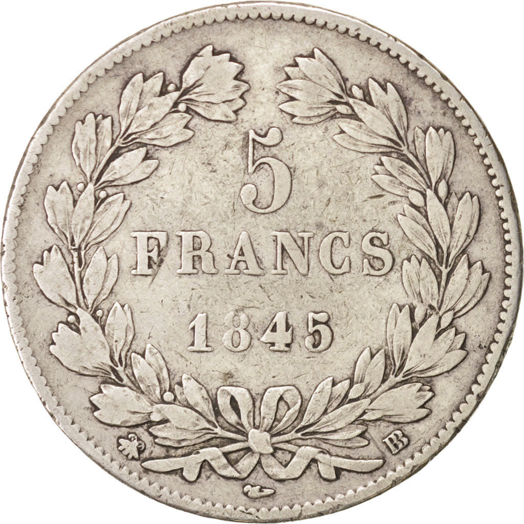 Münze, Frankreich, Louis-Philippe, 5 Francs, 1845, Strasbourg, S, Silber