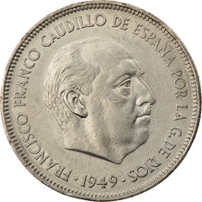 Coin, Spain, Caudillo and regent, 5 Pesetas, 1949, AU(55-58), Nickel, KM:778