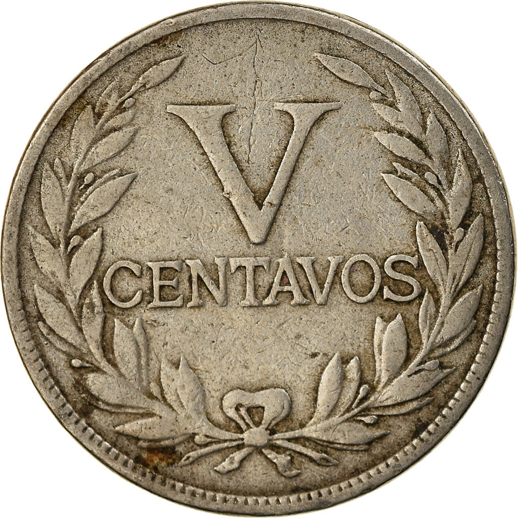 Moneta, Colombia, 5 Centavos, 1918, MB, Rame-nichel, KM:199