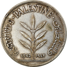 Moneda, Palestina, 100 Mils, 1942, MBC, Plata, KM:7