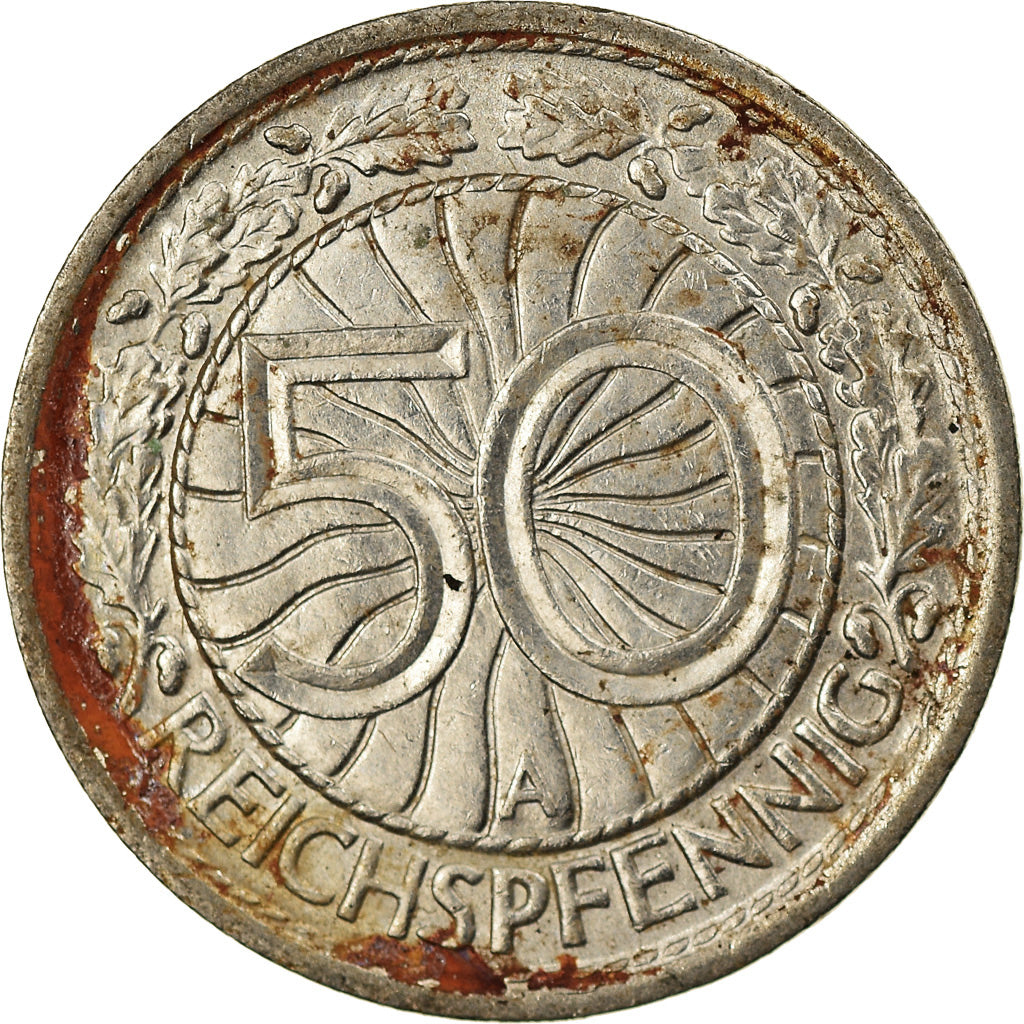Moneda, ALEMANIA - REPÚBLICA DE WEIMAR, 50 Reichspfennig, 1927, Berlin, MBC