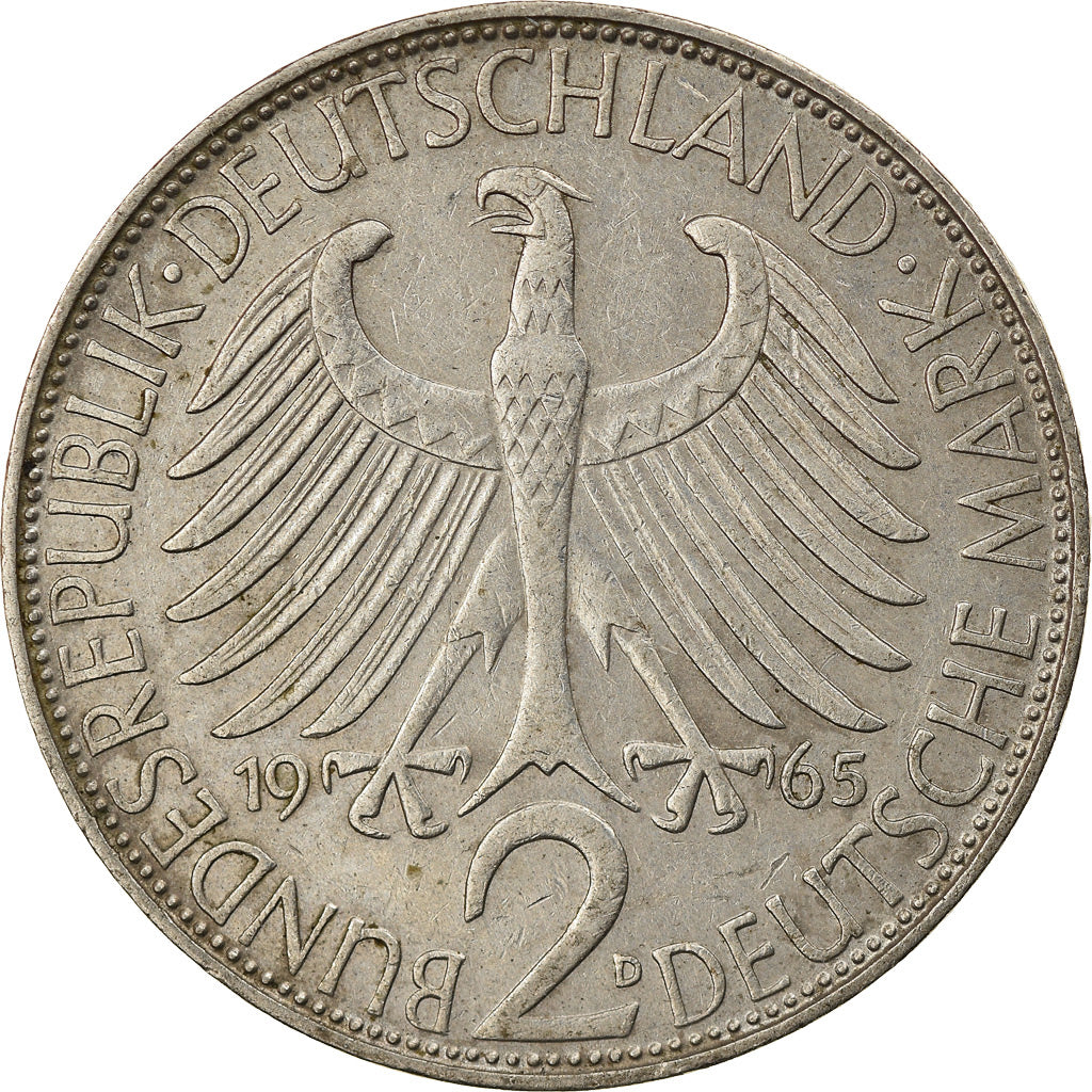 Moneta, GERMANIA - REPUBBLICA FEDERALE, 2 Mark, 1965, Munich, BB, Rame-nichel