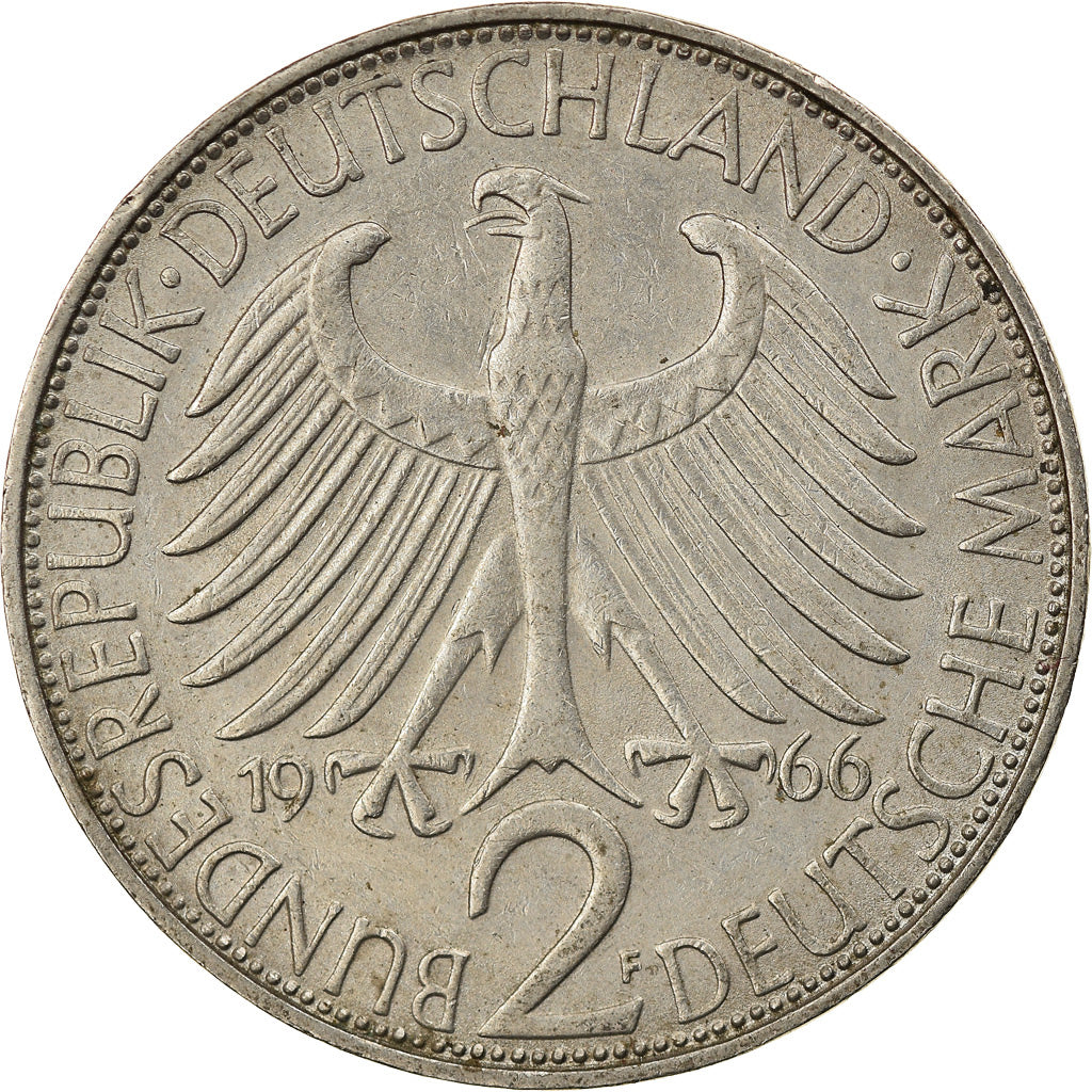 Coin, GERMANY - FEDERAL REPUBLIC, 2 Mark, 1966, Stuttgart, EF(40-45)