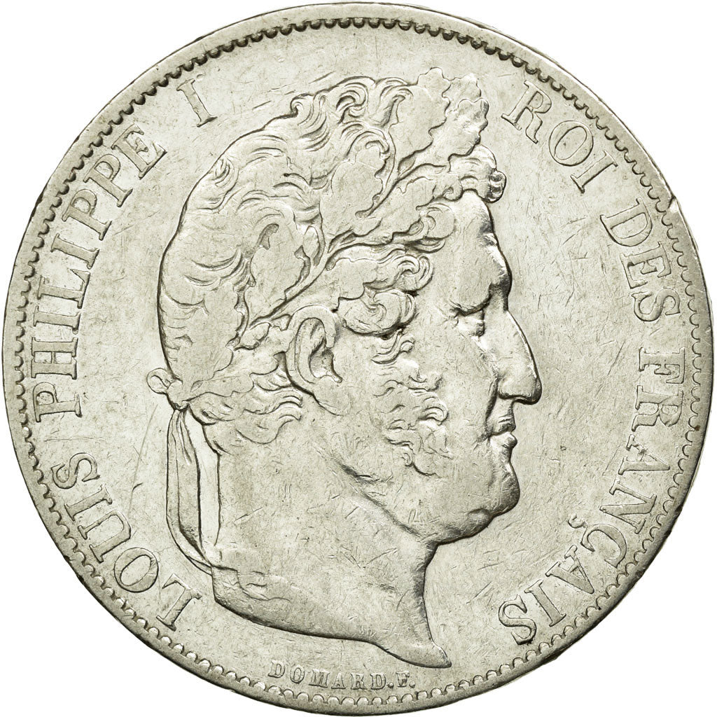 Moneda, Francia, Louis-Philippe, 5 Francs, 1848, Paris, BC+, Plata, KM:749.1