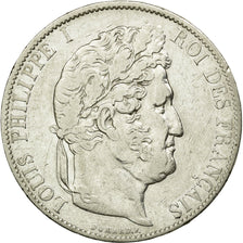 Moneda, Francia, Louis-Philippe, 5 Francs, 1848, Paris, BC+, Plata, KM:749.1