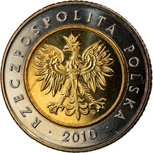 Moneda, Polonia, 5 Zlotych, 2010, Warsaw, SC, Bimetálico, KM:284