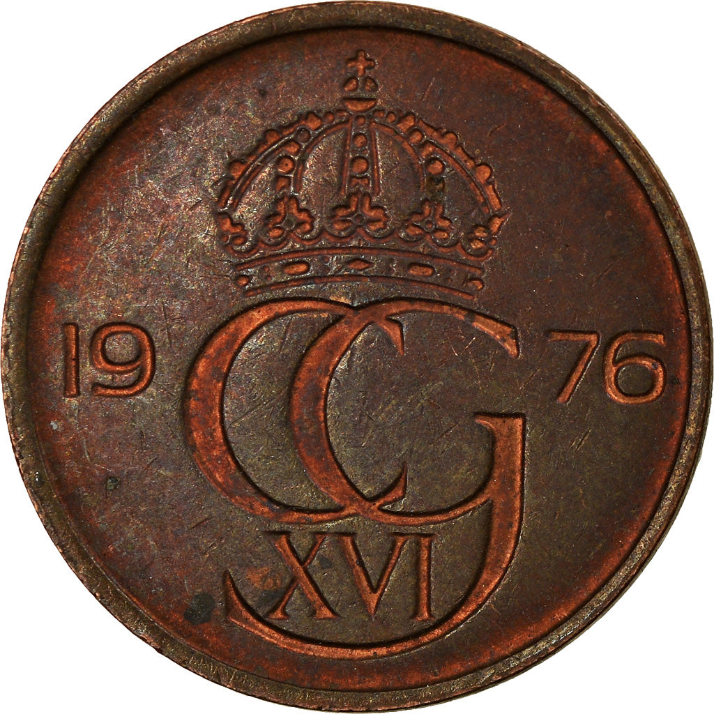 Coin, Sweden, Carl XVI Gustaf, 5 Öre, 1976, EF(40-45), Bronze, KM:849