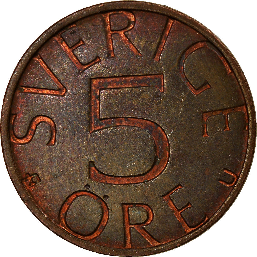 Coin, Sweden, Carl XVI Gustaf, 5 Öre, 1976, EF(40-45), Bronze, KM:849