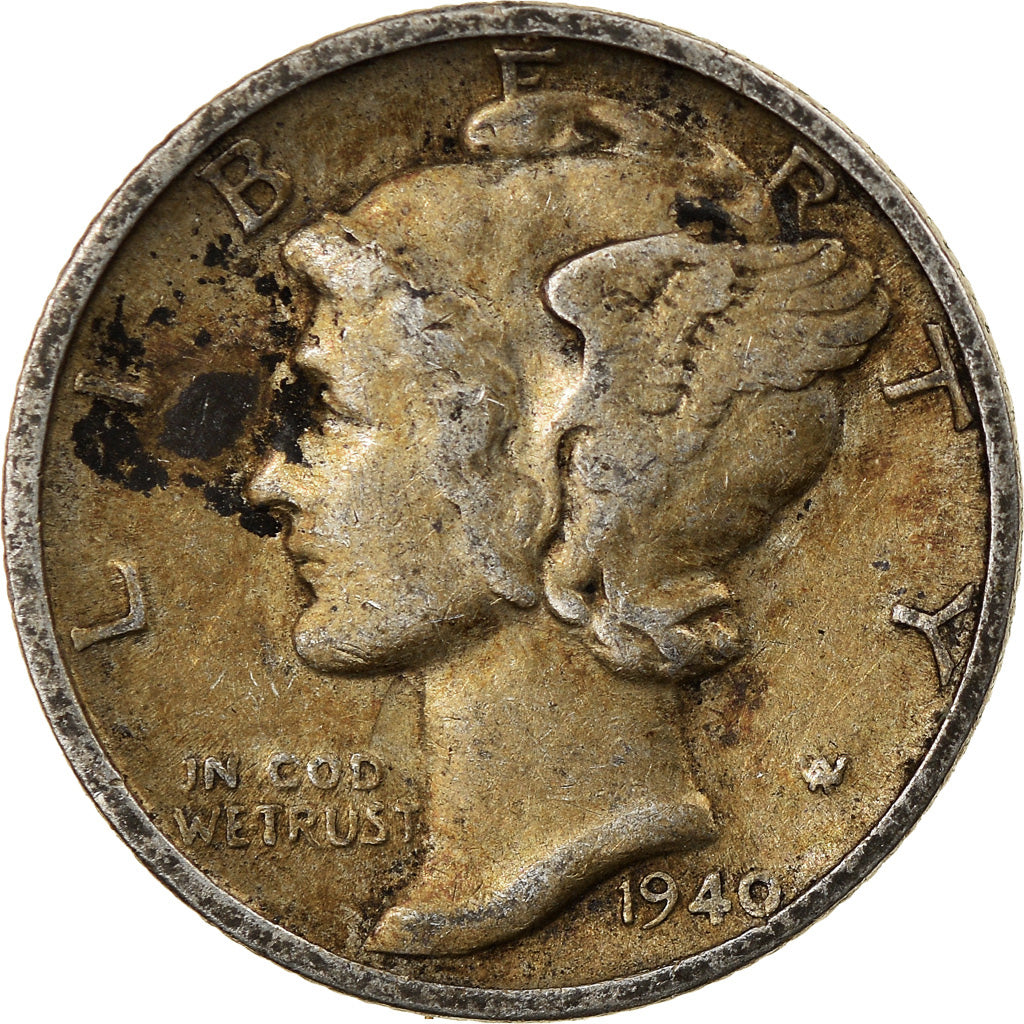 Moneta, USA, Mercury Dime, Dime, 1940, U.S. Mint, Philadelphia, VF(30-35)