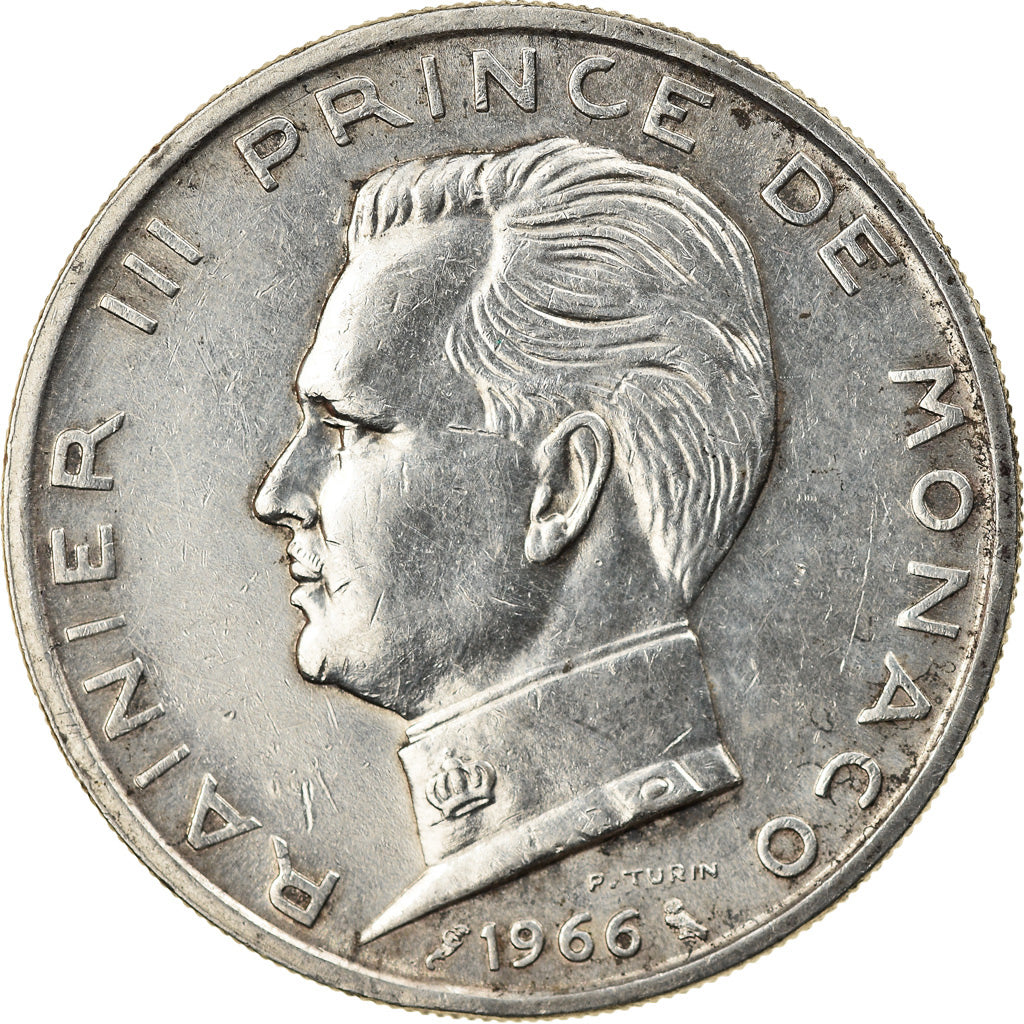 Coin, Monaco, Rainier III, 5 Francs, 1966, EF(40-45), Silver, KM:141, Gadoury:MC