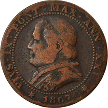 Monnaie, États italiens, PAPAL STATES, Pius IX, Soldo, 5 Centesimi, 1867, TB