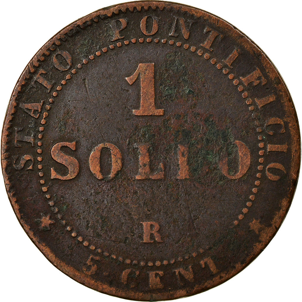 Monnaie, États italiens, PAPAL STATES, Pius IX, Soldo, 5 Centesimi, 1867, TB