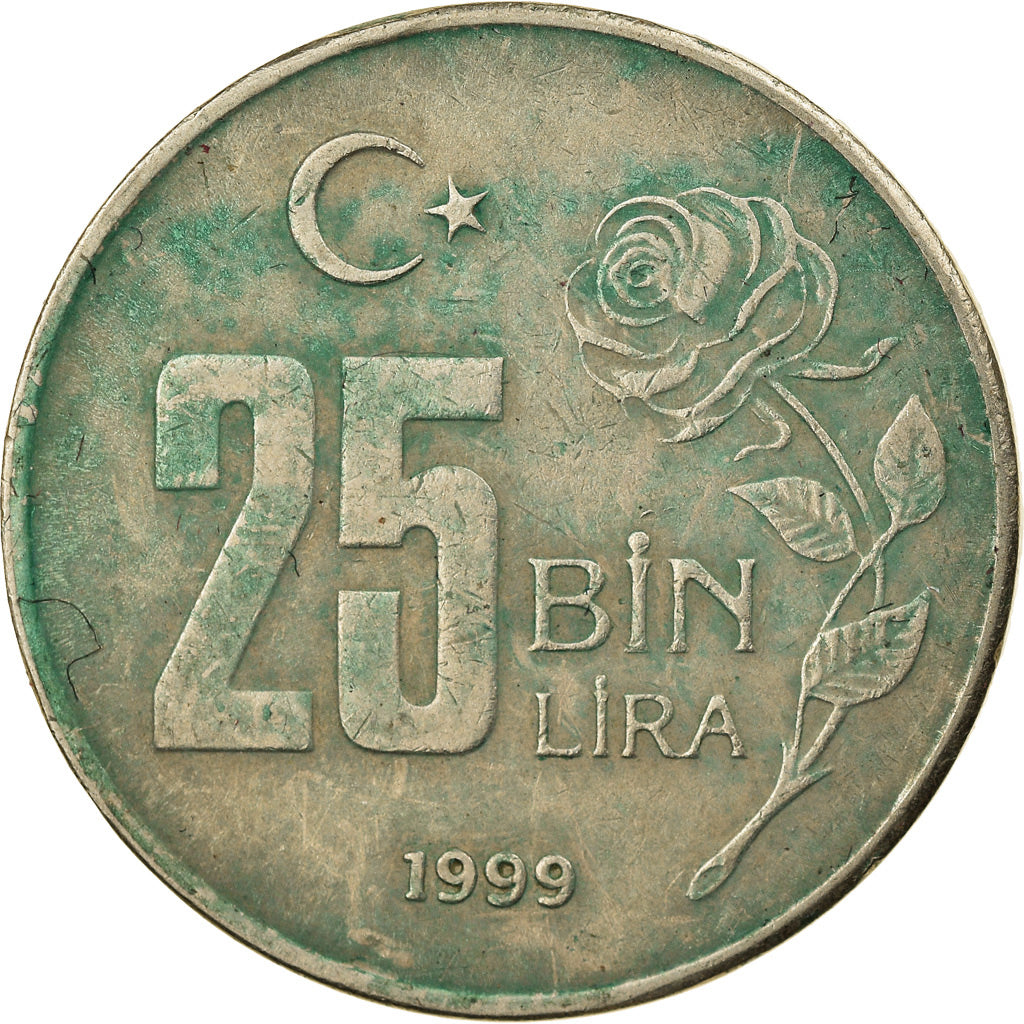 Monnaie, Turquie, 25000 Lira, 25 Bin Lira, 1999, TTB, Copper-Nickel-Zinc