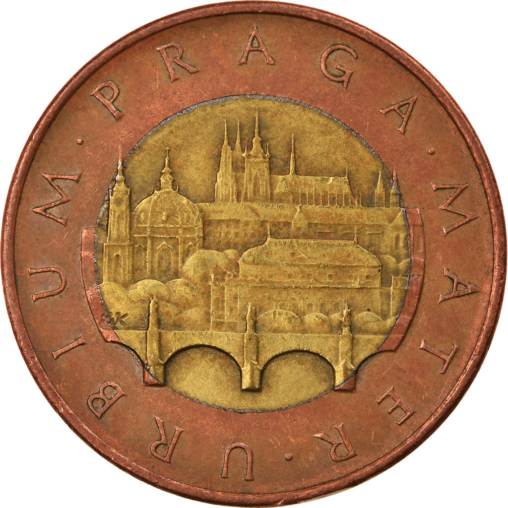 Coin, Czech Republic, 50 Korun, 1993, EF(40-45), Bi-Metallic, KM:1
