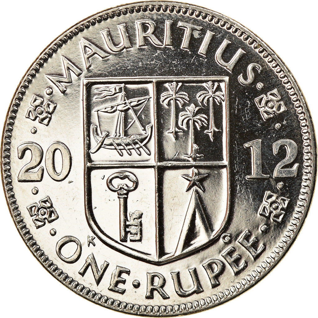 Coin, Mauritius, Rupee, 2012, AU(55-58), Nickel plated steel, KM:55a