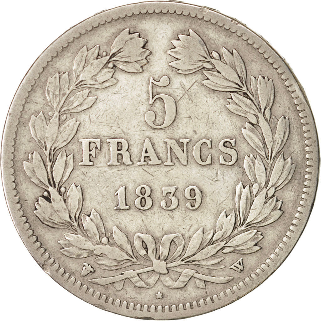 FRANCE, Louis-Philippe, 5 Francs, 1839, Lille, KM:749.13, VF(20-25), Silver,...