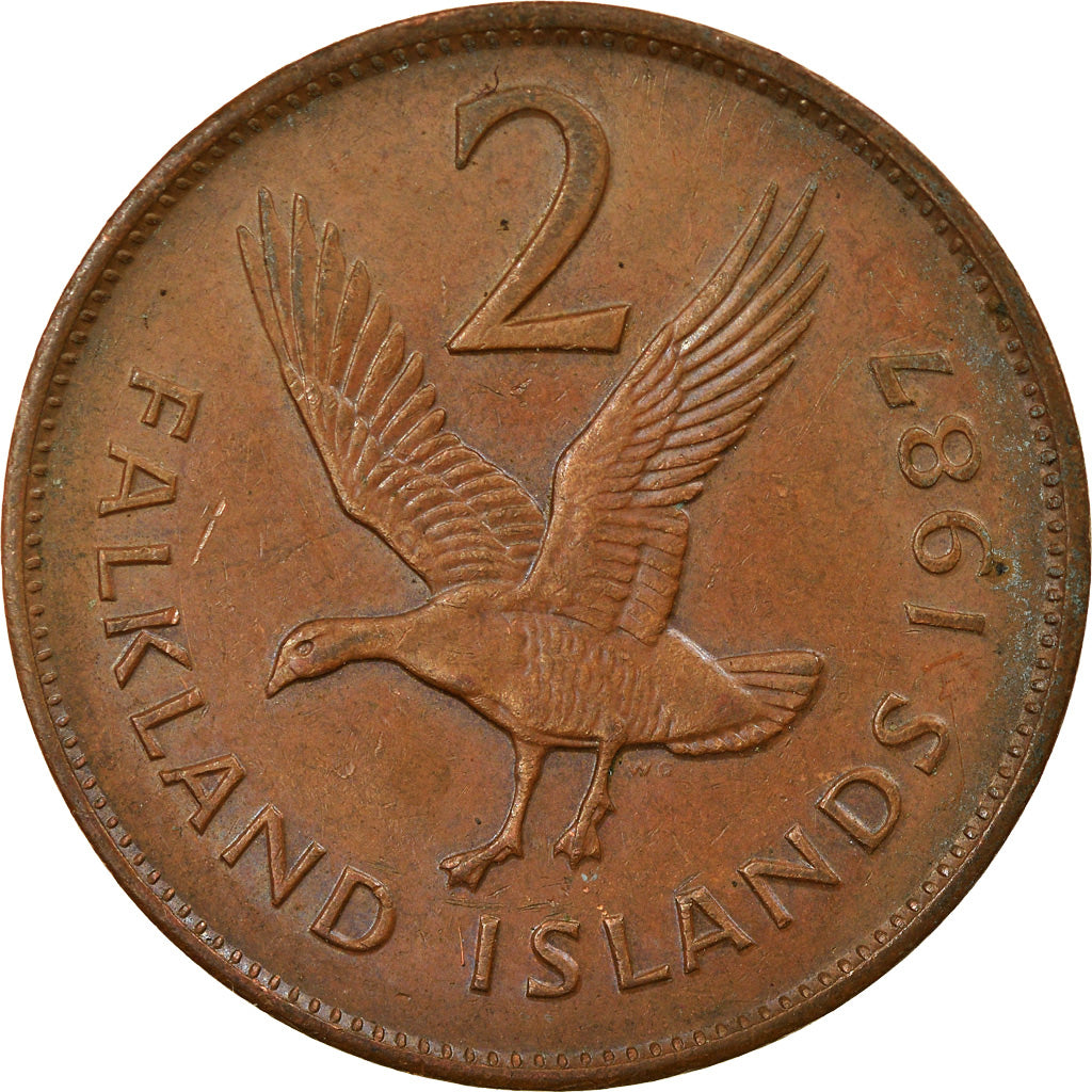 Monnaie, Falkland Islands, Elizabeth II, 2 Pence, 1987, TTB, Bronze, KM:3