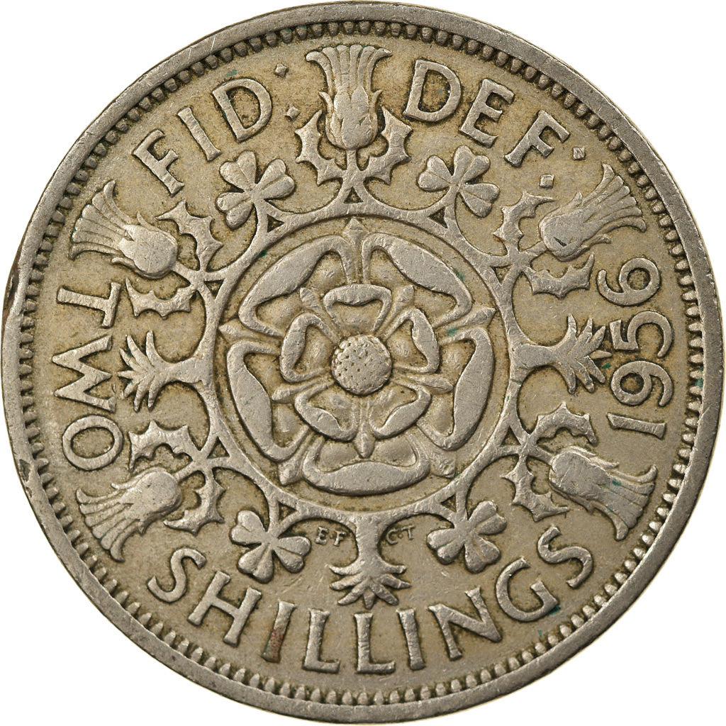 Moneta, Gran Bretagna, Elizabeth II, Florin, Two Shillings, 1956, BB