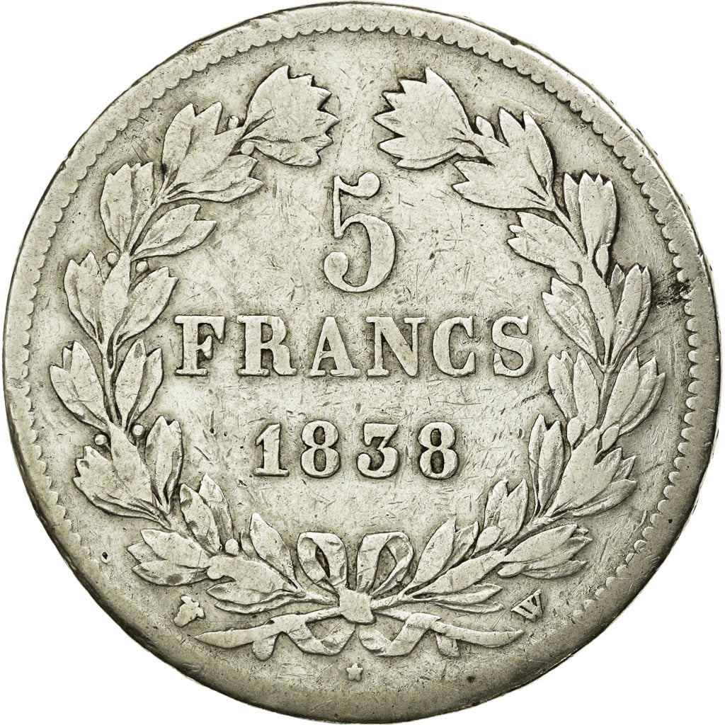 Coin, France, Louis-Philippe, 5 Francs, 1838, Lille, VF(20-25), Silver
