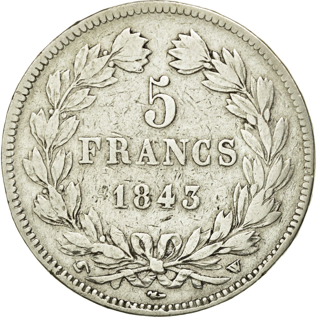 Coin, France, Louis-Philippe, 5 Francs, 1843, Lille, VF(20-25), Silver