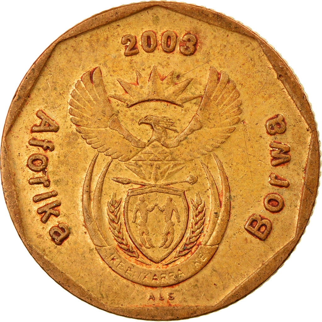 Moneta, Sudafrica, 20 Cents, 2003, Pretoria, MB+, Acciaio placcato in bronzo