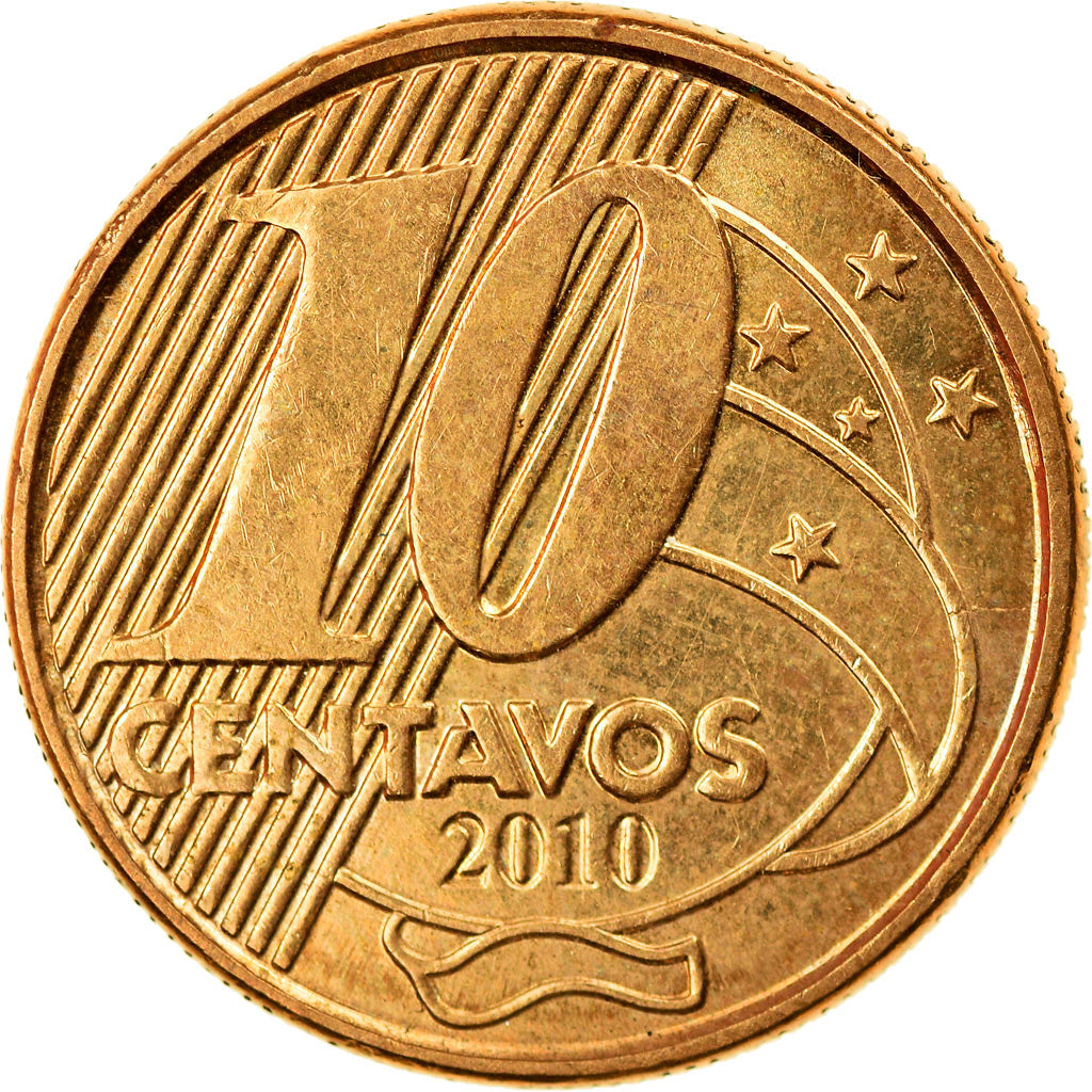Monnaie, Brésil, 10 Centavos, 2010, SUP, Bronze Plated Steel, KM:649.2