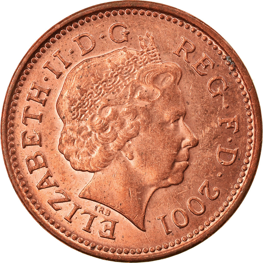 Moneta, Wielka Brytania, Elizabeth II, Penny, 2001, AU(55-58), Miedź