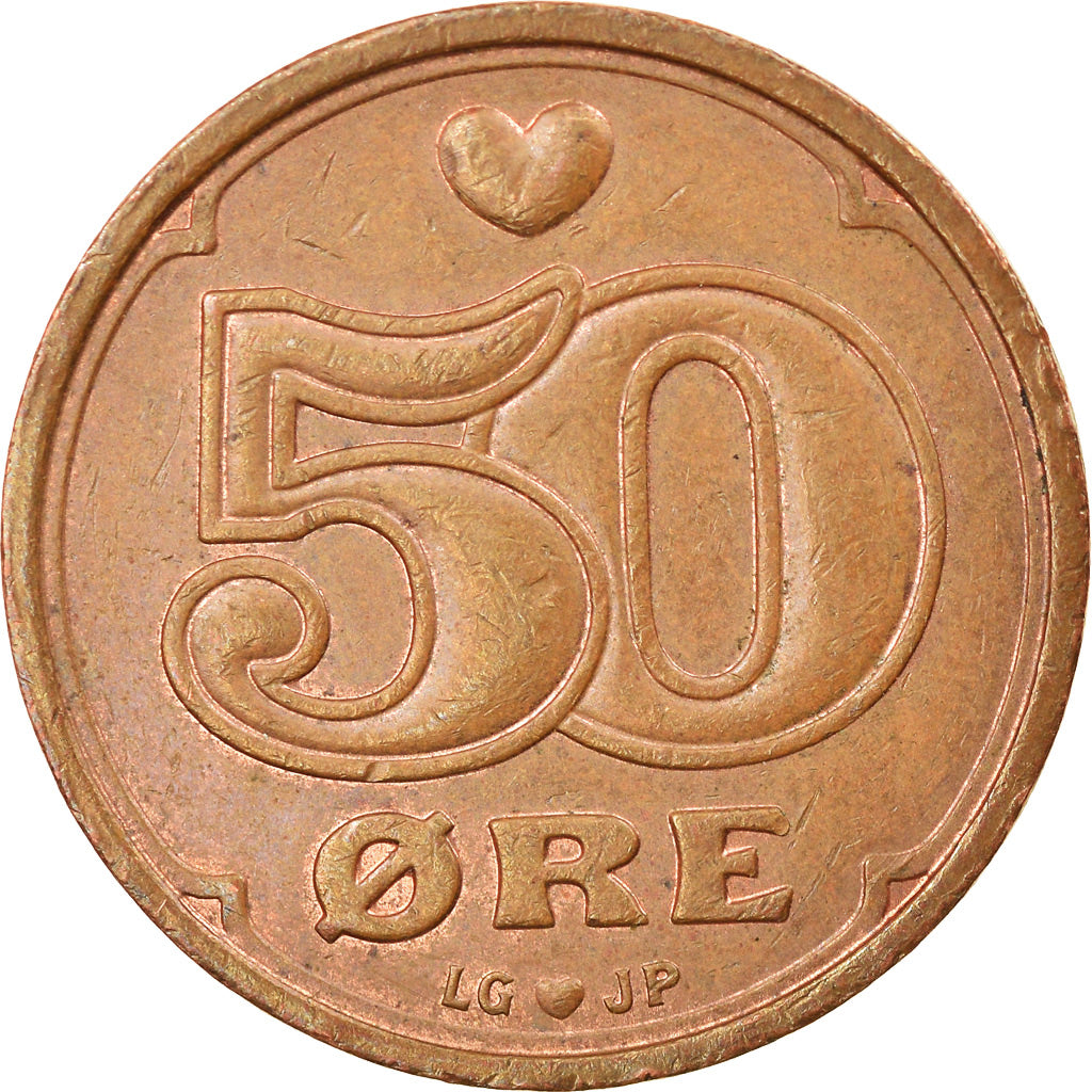 Münze, Dänemark, Margrethe II, 50 Öre, 1999, Brondby, SS, Bronze, KM:866.2
