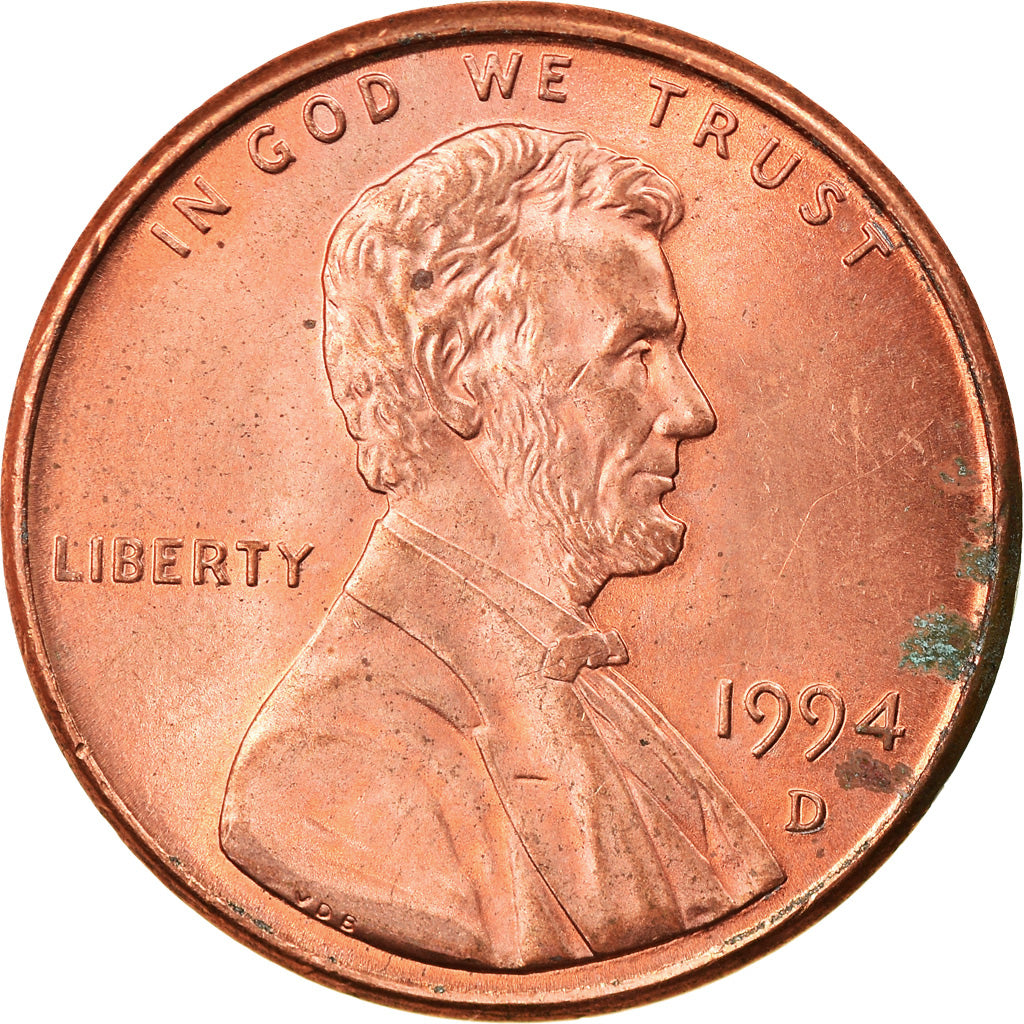 Coin, United States, Lincoln Cent, Cent, 1994, U.S. Mint, Denver, AU(55-58)