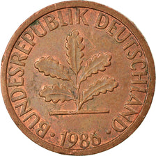 Coin, GERMANY - FEDERAL REPUBLIC, Pfennig, 1986, Stuttgart, EF(40-45), Copper