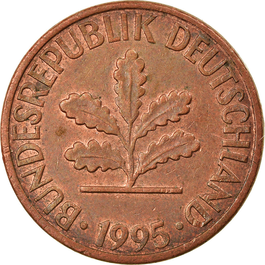 Munten, Federale Duitse Republiek, Pfennig, 1995, Karlsruhe, ZF, Copper Plated