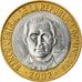 Moeda, República Dominicana, 5 Pesos, 2002, AU(55-58), Bimetálico, KM:89