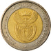 Moeda, África do Sul, 5 Rand, 2007, Pretoria, EF(40-45), Bimetálico, KM:346